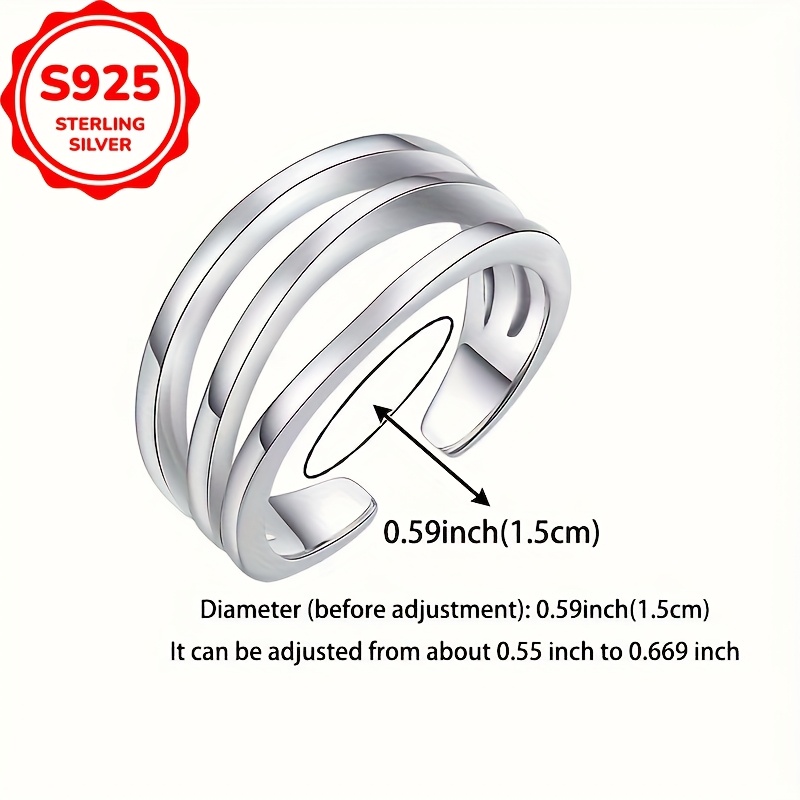 925 Silver Adjustable Toe Ring 3 Layer Open Lightweight Beach Wear